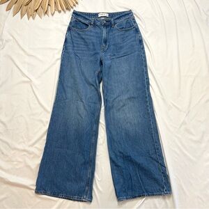 Abercrombie & Fitch Wide Leg Flare Jeans - Blue Denim